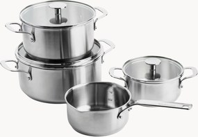 Conjunto de cozinha em aço inoxidável com tampas Kitchen Aid, conjunto de 7