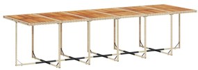 17 pcs conjunto de jantar p/ jardim c/ almofadões vime PE bege