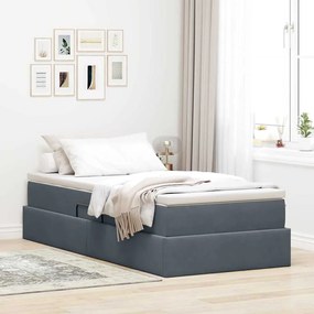 vidaXL Cama com arrumação e colchão Cinza Escuro 100 x 200 cm Veludo