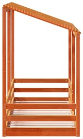 Cama infantil com telhado 75x190 cm pinho maciço castanho-mel