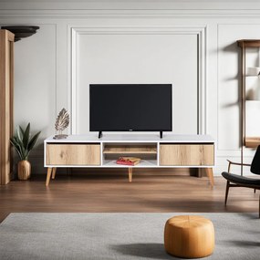 Móvel TV Kraf – Branco Felt – 180 x 50 x 40 cm