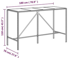 9 pcs conjunto de bar p/ jardim c/ almofadões vime PE castanho