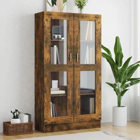 815117 vidaXL Vitrine 82,5x30,5x150 cm derivados de madeira carvalho fumado
