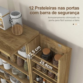 Armário de Cozinha Armário Despensa Cozinha com 2 Portas de Vime e 16 Prateleiras 60x30x104 cm Madeira