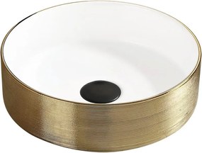 Mexen Clarisa lavatório de bancada 36 x 36 cm, branco/dourado - 22073655