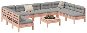 vidaXL 10pcs conj. sofás jardim c/ almofadões madeira abeto-de-douglas