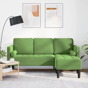 Sofá de 3 lugares com chaise L-Shape Verde Claro 160 cm Veludo