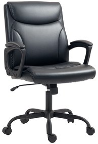 HOMCOM Cadeira de Escritório Cadeira com Altura Ajustável Função de Balanço Rodízios Giratórios 60x68x95,5-105 cm Preto | Aosom Portugal