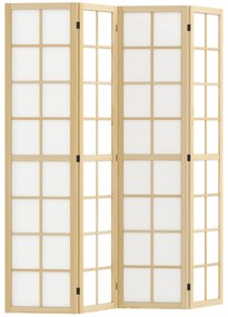 Biombo Dobrável de 4 Painéis Separador de Ambientes de Interior para Sala de Estar Dormitório e Escritório 160x170 cm Madeira e Branco
