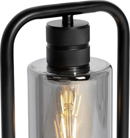 Candeeiro de mesa moderno preto com vidro fumê - Stavelot