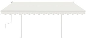 Toldo retrátil manual com luzes LED 4x3,5 m cor creme