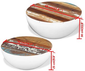 2 pcs conjunto mesas centro formato tigela madeira reciclada