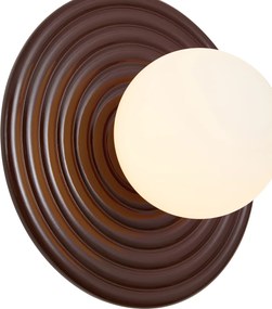 Candeeiro de Parede Retro Castanho com Opalino Redondo 20cm IP44 - Lila