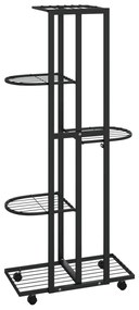 Suporte vasos c/ 5 prateleiras/rodas 44x23x100 cm ferro preto