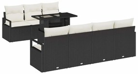 Conjunto de Sofá de Jardim vidaXL 8 Peças com Almofadas Preto Rattan P