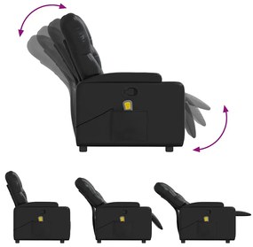 Poltrona de massagens reclinável couro artificial preto