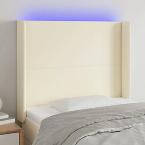 vidaXL Cabeceira de cama c/ LED 83x16x118/128cm couro artificial crème