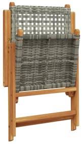 Cadeiras jardim reclináveis 6 pcs vime PE/madeira maciça cinza