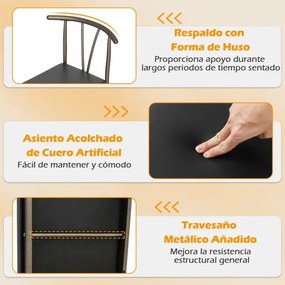 Conjunto de mesa de jantar de 5 peças Mesa retangular industrial com 4 cadeiras e Estrutura metálica Carvalho Rústico + Preto