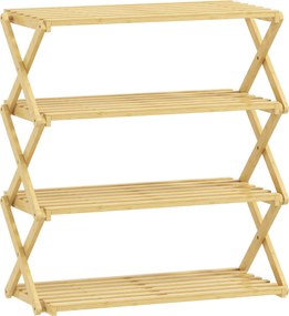HOMCOM Sapateira Estreita de Bambu Dobrável de 4 Níveis para Entrada Corredor Quarto 60x29x67 cm Madeira | Aosom Portugal