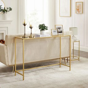 Mesa consola moderna para sofá 35 x 120 x 80 cm dourado-transparente