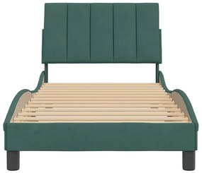 Estrutura de cama sem colchão 80x200 cm veludo verde-escuro
