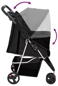 Carrinho dobrável para cães 80x46x98 cm tecido oxford preto
