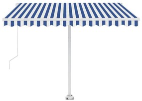 Toldo retrátil manual independente 300x250 cm azul e branco