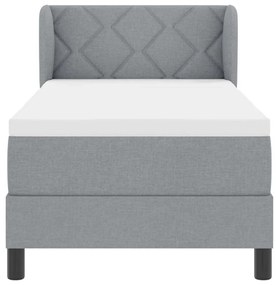 Cama Box Spring com Colchão Cinza Claro 80x200 cm em Tecido