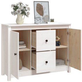 Aparador 100x35x74 cm madeira de pinho maciça branco