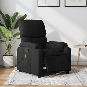 vidaXL Poltrona reclinável de massagens elétrica tecido preto