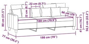 Sofá de 3 lugares 180 cm tecido amarelo-claro