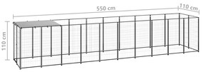 Canil para cães 6,05 m² aço preto