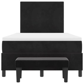 Cama Box com Colchão e Banco Preto 120x200 cm Veludo