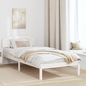vidaXL Estrado de Cama com Cabeceira Branco 90x200 cm Madeira Maciça de Pinho