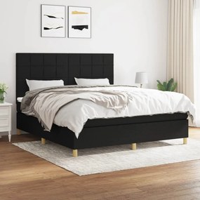 vidaXL Cama com molas/colchão 180x200 cm tecido preto