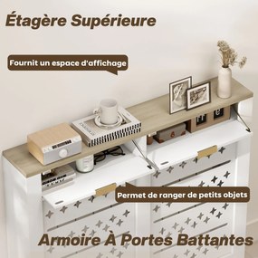 Cobertura de Radiador com Armário Basculante, 108 x 19 x 95,5 cm, Prateleira Superior, Branco