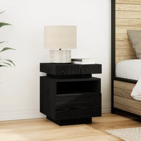 Criado-mudo vidaXL com Luzes LED Carvalho Preto 40x39x48,5 cm