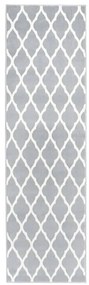 vidaXL Passadeira 100x450 cm polipropileno cinzento e branco