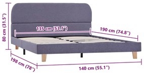 Estrutura de cama sem colchão 135x190 cm tecido cinzento-claro
