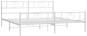 Estrutura de cama com cabeceira e pés 200x200 cm metal branco