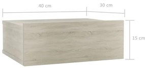 Mesa cabeceira suspensa 40x30x15 cm contraplacado carv. sonoma
