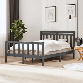 vidaXL Estrutura de cama 140x190 cm madeira maciça cinzento