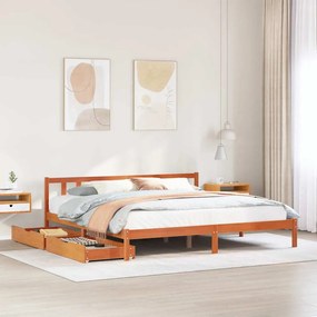 vidaXL Cama sem colchão 180x200 cm pinho maciço castanho-mel