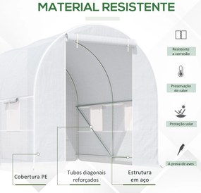 Estufa Tipo Túnel 245x200x200cm Estufa de Jardim com Portas Enroláveis