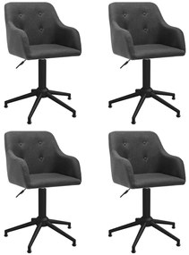 vidaXL Cadeiras de jantar giratórias 4 pcs tecido cinzento-escuro