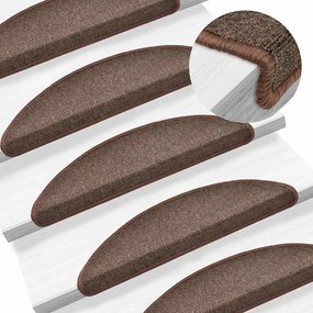 Tapetes de escada 30 pcs 56x17x3 cm castanho café