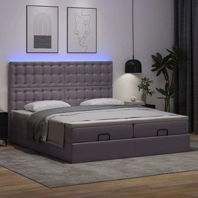 Cama otomana com colchões &amp; LEDs 180x200 cm couro artificial