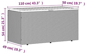 Caixa arrumação jardim 110x50x54 cm vime PE/acácia maciça bege