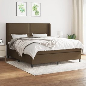 vidaXL Cama com molas/colchão 180x200 cm tecido castanho-escuro